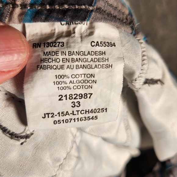 Cargo Shorts Men's 33X11 Blue Plaid Relaxed LEE Dungarees Y2K Skater - Picture 8 of 13